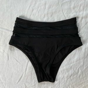 NWOT Shade & Shore black mesh-detail bikini bottom, Sz S